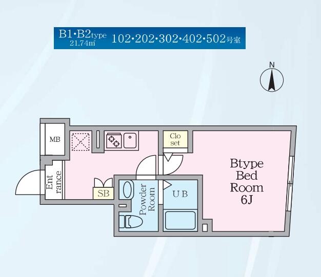 エルファーロ神楽坂Ⅲ 102号室 間取り図