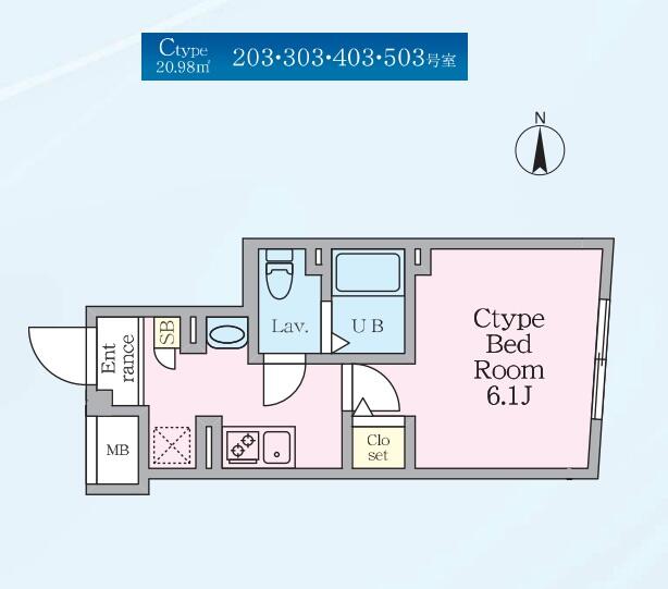 エルファーロ神楽坂Ⅲ 203号室 間取り図