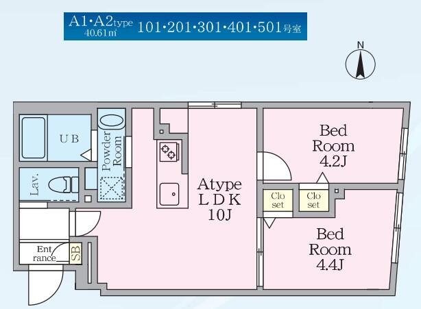 エルファーロ神楽坂Ⅲ 201号室 間取り図