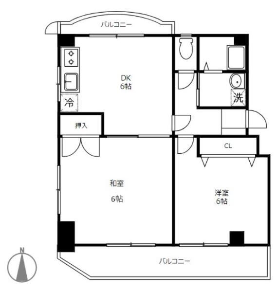 ハイム稲荷坂 302号室 間取り図