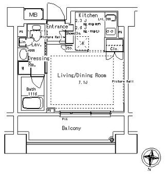 パークアクシス御茶ノ水ステージ 1221号室 間取り図