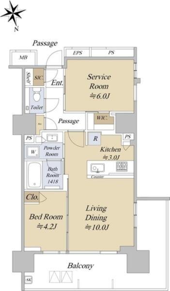 アクシルコート早稲田 1004号室 間取り図