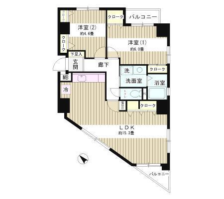 パークサイド小石川植物園 902号室 間取り図