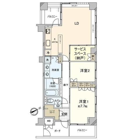 レジデンシア春日安藤坂 415号室 間取り図