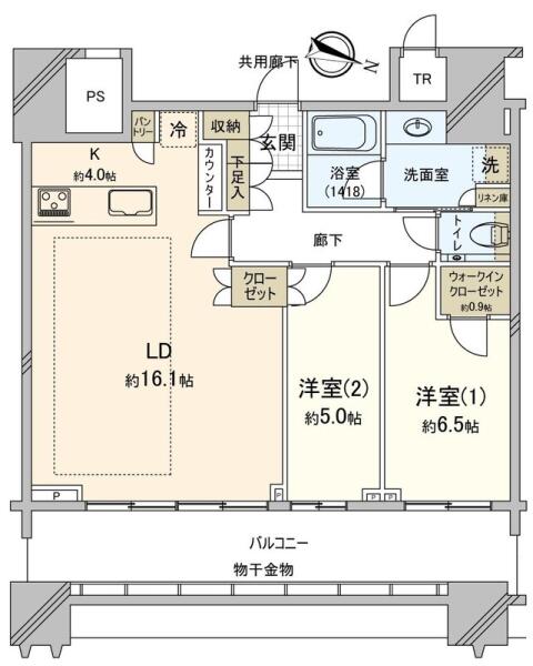 パークコート文京小石川　ザ　タワー 1305号室 間取り図