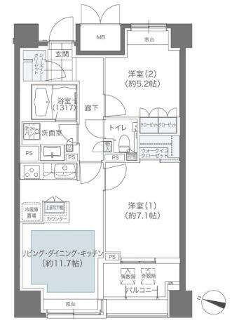 メゾンカルム本郷 1204号室 間取り図
