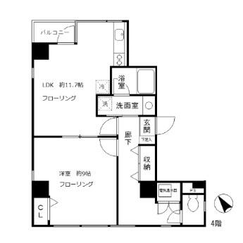 白山フローラルビル 401号室 間取り図