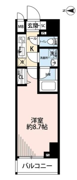 プレール・ドゥーク文京湯島 1005号室 間取り図