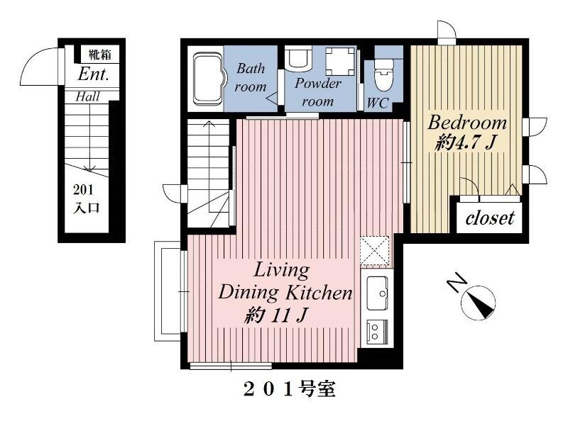 ハイムパイン 201号室 間取り図