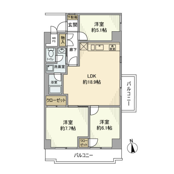 飯田橋第一パークファミリア 614号室 間取り図