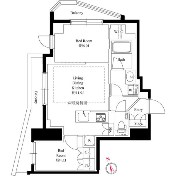 343レジデンス後楽園（オープンレジデンシア） 303号室 間取り図