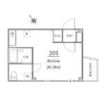 レジデンス本駒込 201 間取り図