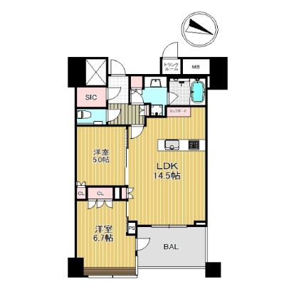パークコート文京小石川　ザ　タワー 1709号室 間取り図