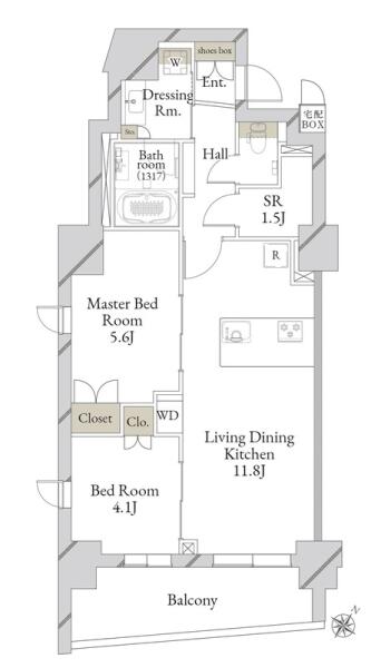 LiveCasa文京千石Premier 201号室 間取り図