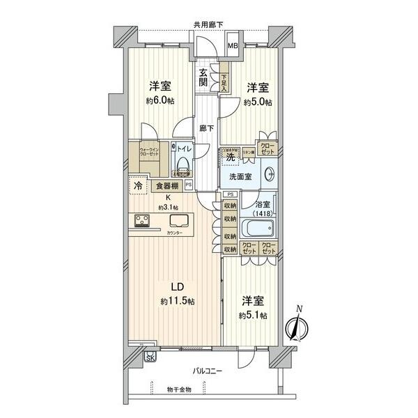 ブランズ文京護国寺 405号室 間取り図