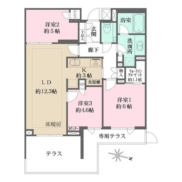 ザ・パークハウス小日向 102号室 間取り図
